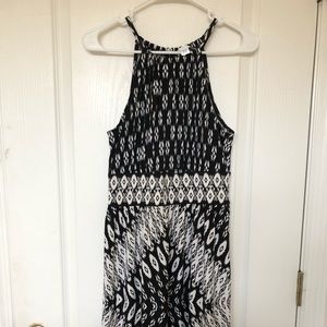 Black and white patterned midi dress